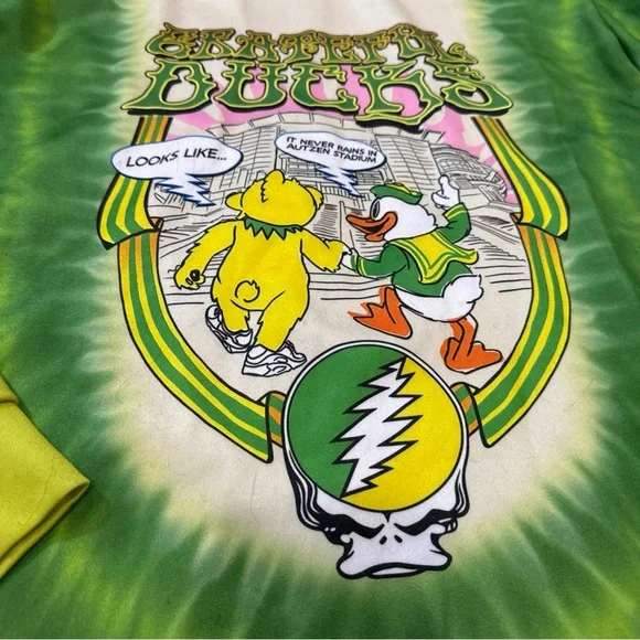 Oregon Tie-Dye Pullover Hoodie - Yellow & Green - Picture 11 of 15